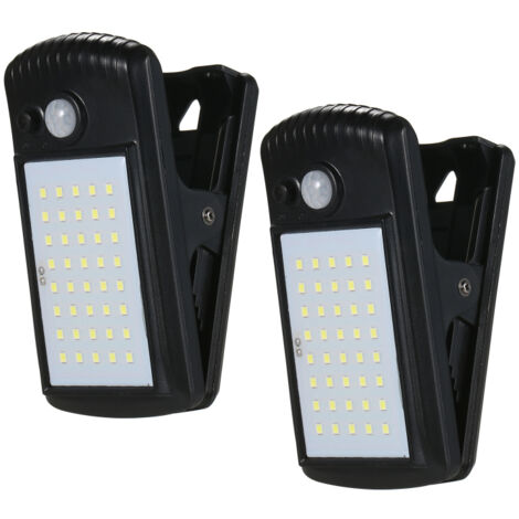 Lot de 2 lampes solaires à pince 40 LED IP65 avec détecteur mouvement , 2000mAh noir (1/5)