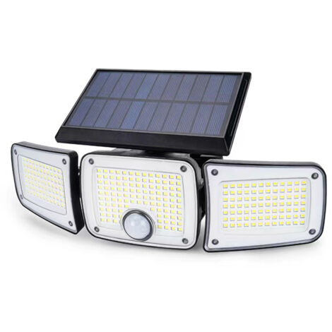 Applique murale solaire rotative TY10305, 3 têtes 280 LED, détecteur de présence, télécommande