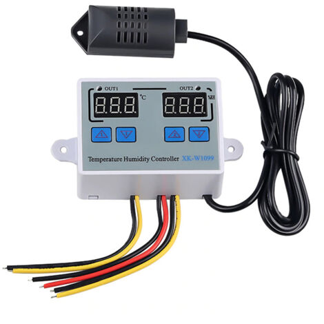 Contrôleur numérique double de température et d'humidité pour réfrigérateur domestique, thermostat, hygrostat, thermomètre et régulateur de température XK,W1099 AC110,220V (1/5)