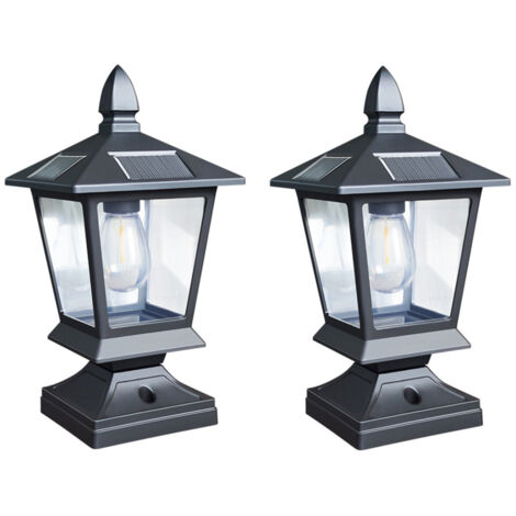 Lot de 2 bornes solaires IP65 pour jardin/villa , Batterie lithium intégrée (1/5)