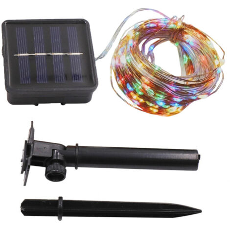 Guirlande lumineuse solaire d'extérieur courte, 50 LED multicolores, effet lucioles clignotantes, 4,88 m (16 pieds), idéale pour décorer jardin et terrasse. (1/5)