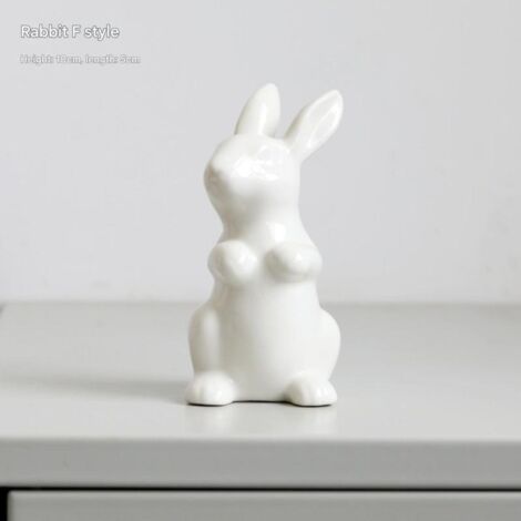 Décoration de Pâques : Mini lapin en céramique blanche / Mini lapin F (1/5)