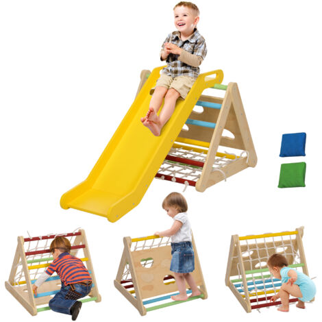 Triangle d'escalade 5 en 1 avec toboggan - Parcours de motricité pour enfants - Filet d'escalade, sacs de sable inclus (1/5)