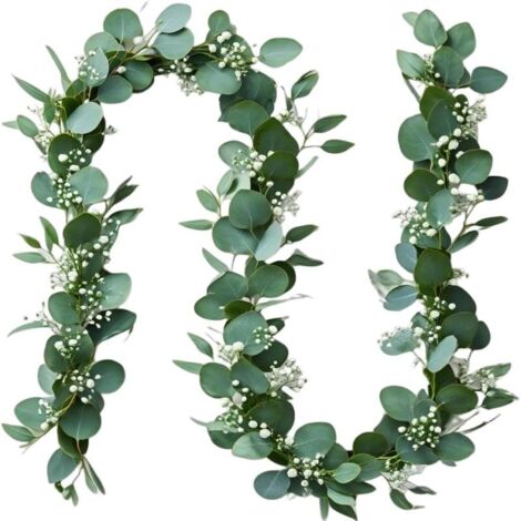 Guirlandes d'eucalyptus artificielles lot de 2, 178 cm, flexibles, texture naturelle, persistant, sans entretien (1/5)