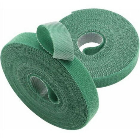 2 rouleaux de ruban adhésif en nylon réutilisable pour plantes de jardin, tomates, fleurs ou légumes en bacs surélevés, vert, 10 mm x 10 m (1/5)
