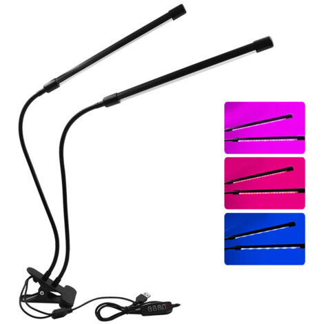 Lampe de croissance à pince USB, spectre complet, rechargeable étanche, minuterie 3h/9h/12h, 9 niveaux d'intensité pour plantes intérieures (1/5)