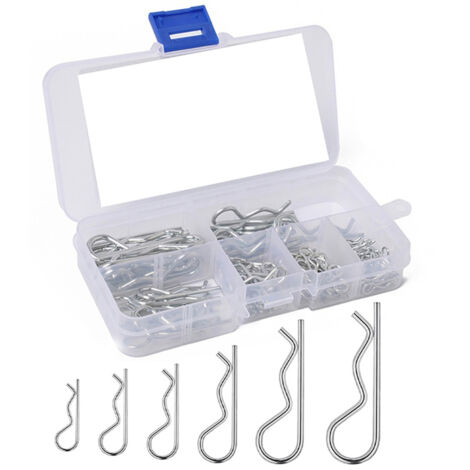 Goupilles fendues, assortiment de 100 clips R, 6 tailles, acier au carbone, anti-desserrage, pour connexions filetées (1/5)