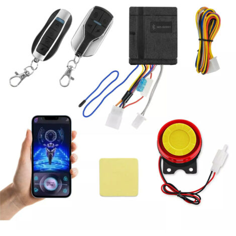 Alarme moto, dispositif antivol moto, dispositif de sécurité antivol pour voiture, démarrage à une clé, arrêt moteur, recherche de véhicule, alarme sonore à double télécommande