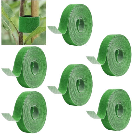 rouleaux de ruban adhésif en nylon réutilisable pour plantes de jardin, tomates, fleurs ou légumes en bacs surélevés, vert, 10 mm x 2 m (1/5)