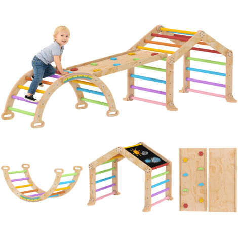 Triangle d'escalade pour enfants avec rampe réversible, luge à bascule et structure d'escalade multicolore (1/5)