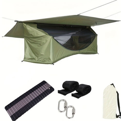 Hamac de camping individuel avec auvent, matelas gonflable, moustiquaire, berceau bébé léger, idéal pour camping, voyages, plage, randonnées, jardin, anti-moustiques