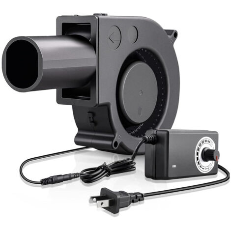 Ventilateur turbo 9733 avec sortie d'air pour barbecue, poêle à bois et poêle à bois. Vitesse réglable. Noir (indicateur européen). 5500 tr/min. Ventilateur avec régulateur et sortie d'air. (1/5)