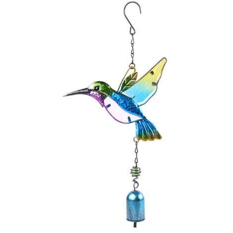 Carillon éolien en verre en forme d'oiseau et de libellule, ornement suspendu multitubes, décoration pour la maison, le jardin, le balcon, l'église, les fêtes et Noël.