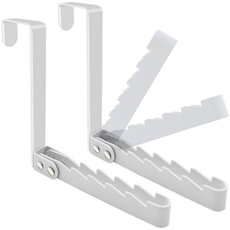 Lot de 2 crochets de porte, séchoir à linge pliable et robuste pour vêtements, manteaux et serviettes, blanc (1/5)