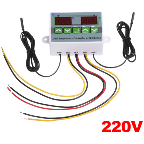 Contrôleur de température numérique intelligent à micro-ordinateur avec double affichage ZFX-ST3012 220 V/1500 W, thermostat électrique, interrupteur de contrôle de température (1/5)