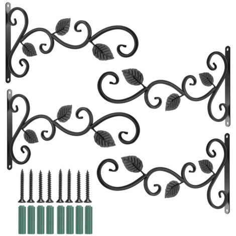 Lot de 4 crochets muraux en fer, supports de plantes décoratifs pour mangeoires à oiseaux, pots de fleurs, lanternes et carillons éoliens (1/5)