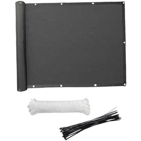 Brise-vue pour balcon (PEHD) résistant aux intempéries, idéal pour terrasse, patio, jardin, piscine extérieure, porche, rambarde, 118 x 35 pouces, noir (1/5)
