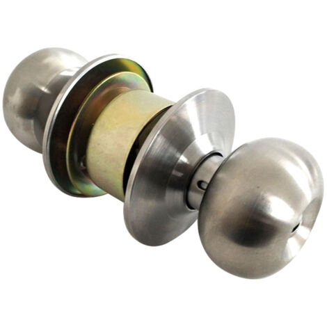 Poignée de porte intérieure verrouillable, style boule ronde, sans clé, pour chambre ou salle de bain. Poignée de porte intérieure en acier inoxydable poli avec serrure intégrée.