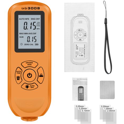 Jauge d'épaisseur numérique LCD haute précision 0-2000 µm, testeur de revêtement de peinture automobile, trois modes de sonde, commutation d'unités, étalonnage statistique du zéro