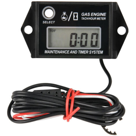 Tachymètre numérique LCD pour moteurs à essence 2/4 temps avec fonction de rappel d'entretien, réinitialisation du régime moteur et compteur horaire.