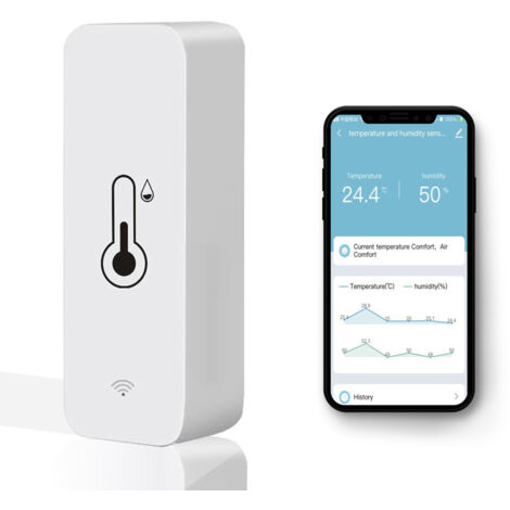 Testeur de température et d'humidité Wi-Fi, thermomètre hygromètre multifonctionnel, contrôle via application mobile, compatible avec Google Assistant (1/5)