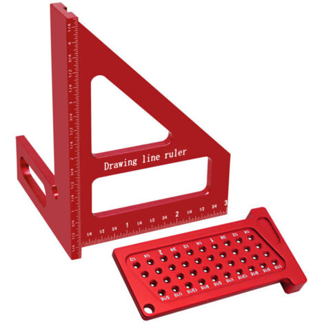Équerre de travail du bois 3D et kit de gabarit de perçage en T, outil de mesure en aluminium haute précision, métrique et impérial (1/5)