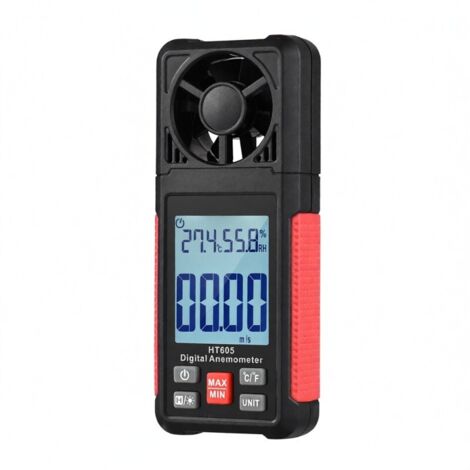 Anémomètre-thermomètre numérique LCD, mesureur de vitesse du vent, température, humidité, écran 2,2 pouces, débitmètre d'air, hygrothermographe