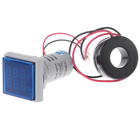 Mini voltmètre/ampèremètre numérique carré à LED avec voyant lumineux, indicateur de tension et de courant AC 60-500 V 0-100 A (1/5)
