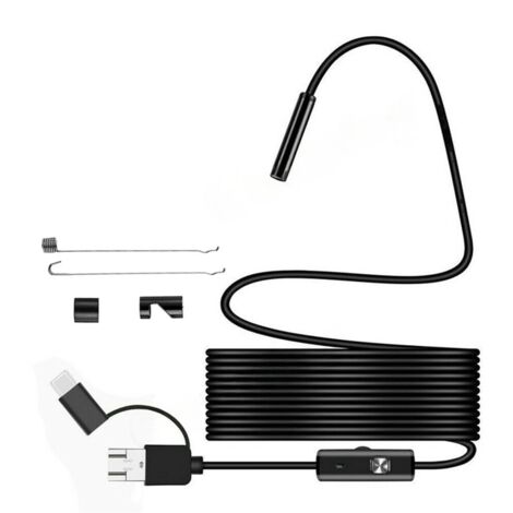 Endoscope HD étanche 3-en-1 USB Type-C, sonde 5,5 mm, câble 2 m, caméra serpent pour tuyaux (1/5)
