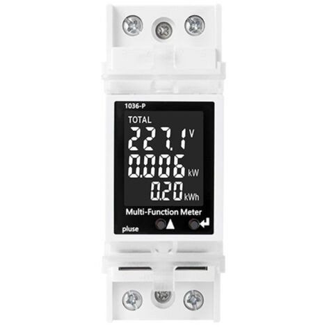 Compteur de disjoncteur rail DIN 85-265V 63A, voltmètre ampèremètre numérique multifonctionnel, détecteur tension courant puissance, affichage LCD (1/5)