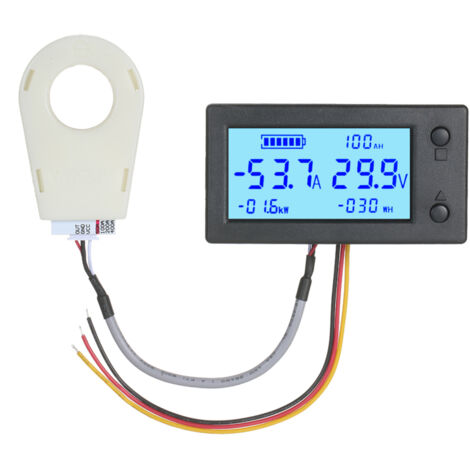 Voltmètre-ampèremètre numérique 5-90V CC, indicateur de capacité, moniteur d'énergie, compteur 5 en 1 (tension, ampèremètre, watt-heure), écran LCD, coulomètre capteur Hall (1/5)