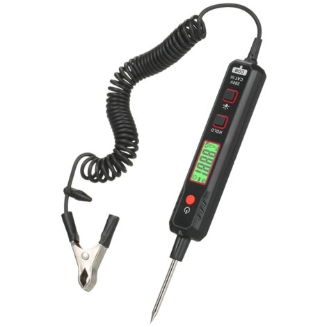 Détecteur de tension automobile, testeur de circuit 0,8 V-100 V, écran numérique LCD, câble à ressort extensible PU (1/5)