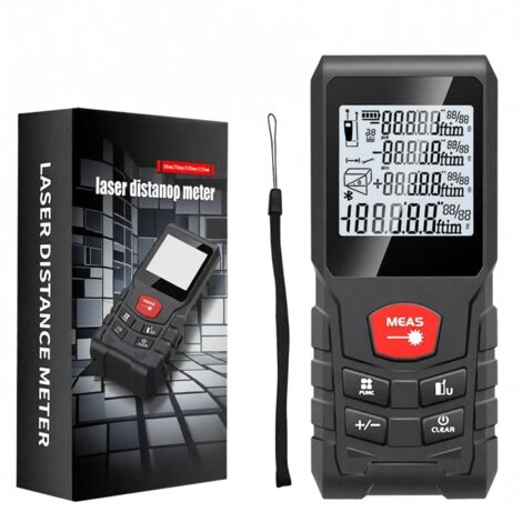 Télémètre laser multifonction avec écran digital - Mesure de distance, surface, volume - Mémoire 30 données - Outil de mesure précis pour chantier rénovation