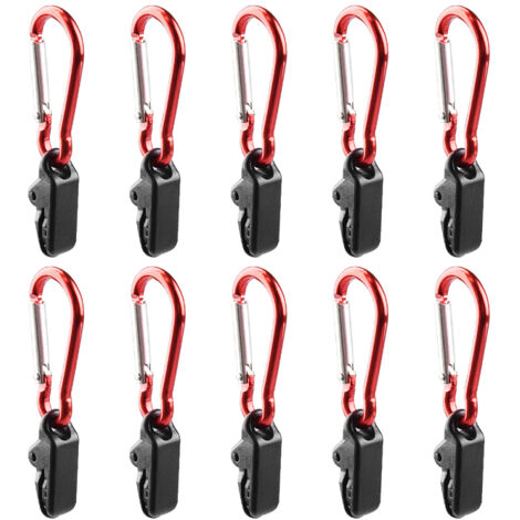 Irovami Pinces pour bâche Attaches pour tente 10 pièces avec mousquetons – Serrage ferme pour camping, auvent, voile d’ombrage, jardin