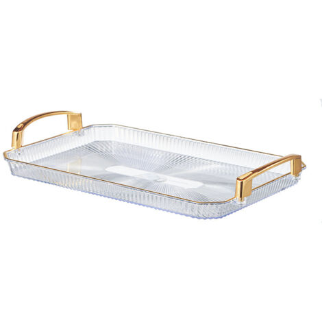 Plateau rectangulaire doré de style européen, plateau à fruits, plateau à thé, assiette à pâtisserie, assiette à gâteau, boîte à bijoux, présentoir à gâteaux (doré moyen 36245,3, voir figure) (1/5)