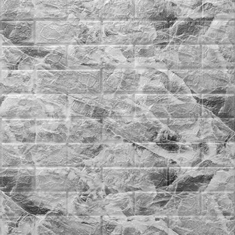 Stickers muraux 3D autocollants en mousse PE grise 70x77cm, imitation brique, carrelage céramique ou pierre(noir) (1/5)