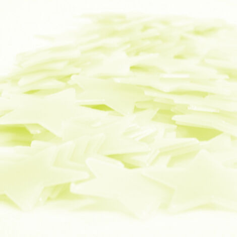 100 magnifiques autocollants étoiles fluorescentes lumineuses pour la décoration murale de la chambre d'enfant,jaune 3CM