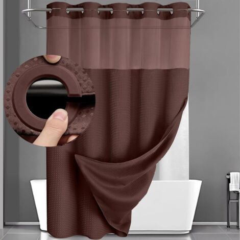 Rideau de douche BreezeLoom à clipser avec doublure amovible, 190,5 cm x 183 cm, couleur lavande douce