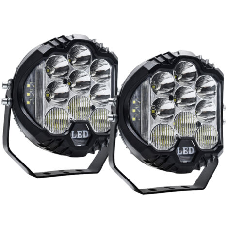 Lot de 2 projecteurs de travail LED 7 pouces, faisceau combiné spot/flood, antibrouillard, lampe de conduite tout-terrain (1/5)