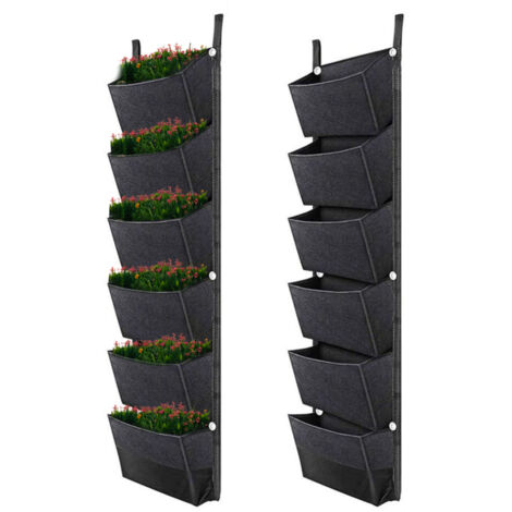 Sacs de plantation suspendus à 6 poches pour jardinage vertical, pots de fleurs, jardinières murales respirantes, 107 x 30 cm (42 x 12 pouces) (1/5)