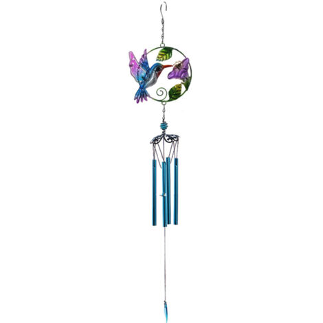 Carillon éolien en verre en forme d'oiseau, ornement suspendu à plusieurs tubes, décoration pour la maison, le jardin, le balcon, l'église, les fêtes et Noël (1/5)