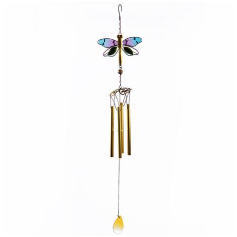 Carillon éolien en verre en forme d'oiseau et de libellule, ornement suspendu multitubes, décoration pour la maison, le jardin, le balcon, l'église, les fêtes et Noël (1/5)