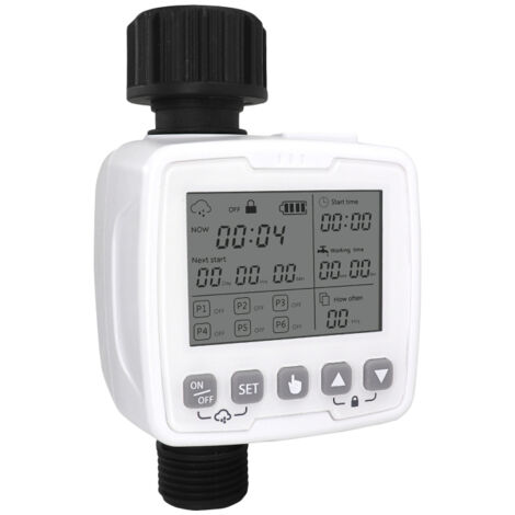 Minuteur d'arrosage automatique programmable étanche à grand écran pour tuyaux, plantes en pot, serre, terrasse, pelouse, parterres de fleurs (1/5)