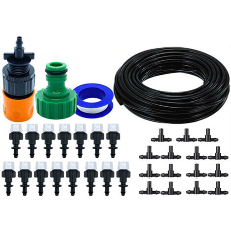 Système d'irrigation goutte à goutte de 10 m (33 pi) pour plantes et jardin, kit de tuyau d'arrosage automatique avec micro-asperseur (1/5)