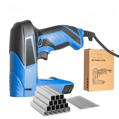 Agrafeuse électrique 2 en 1 avec cloueuse à pointes et 2000 attaches et clous, outil d'agrafage pour le travail du bois, le rembourrage, la menuiserie et les loisirs créatifs.