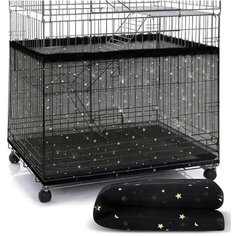 Housse de protection pour cage à oiseaux – Anti-projections, anti-graines, respirante – Étoiles noires – Taille XL 180/200