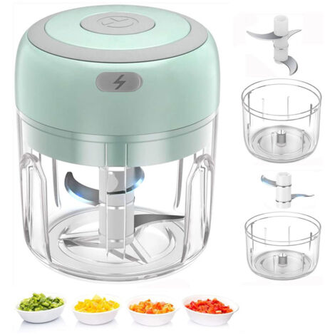 Hachoir Électrique Sans Fil – Mini Robot Culinaire USB pour Ail, Oignons et Légumes – 250 ml avec Lames Inox 304 – Batterie Rechargeable 1200 mAh