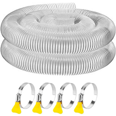 Tuyau PVC flexible 2,5 pouces x 3m - Conduit d'aspiration poussière, armature acier, résistant perforation, 4 colliers inclus
