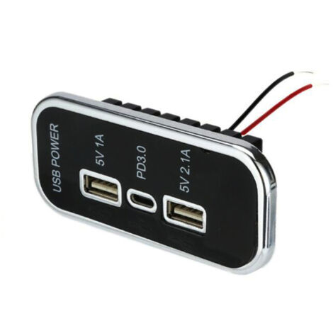 Adaptateur allume-cigare double USB encastrable - Chargeur voiture PD3.0 35.5W, avec cache de finition, 12-24V (1/5)