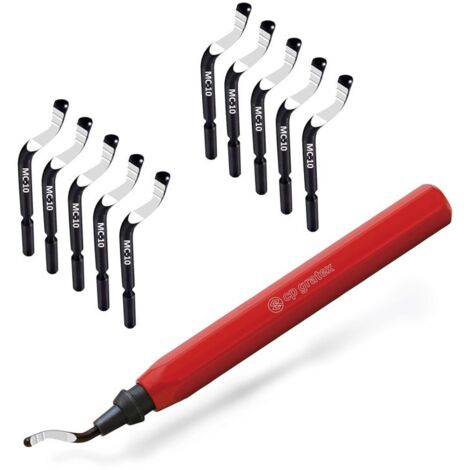 Outil d'ébavurage HSS - Set 11 lames de rechange, manche ergonomique rotatif 360°, pour métal et résine (1/5)